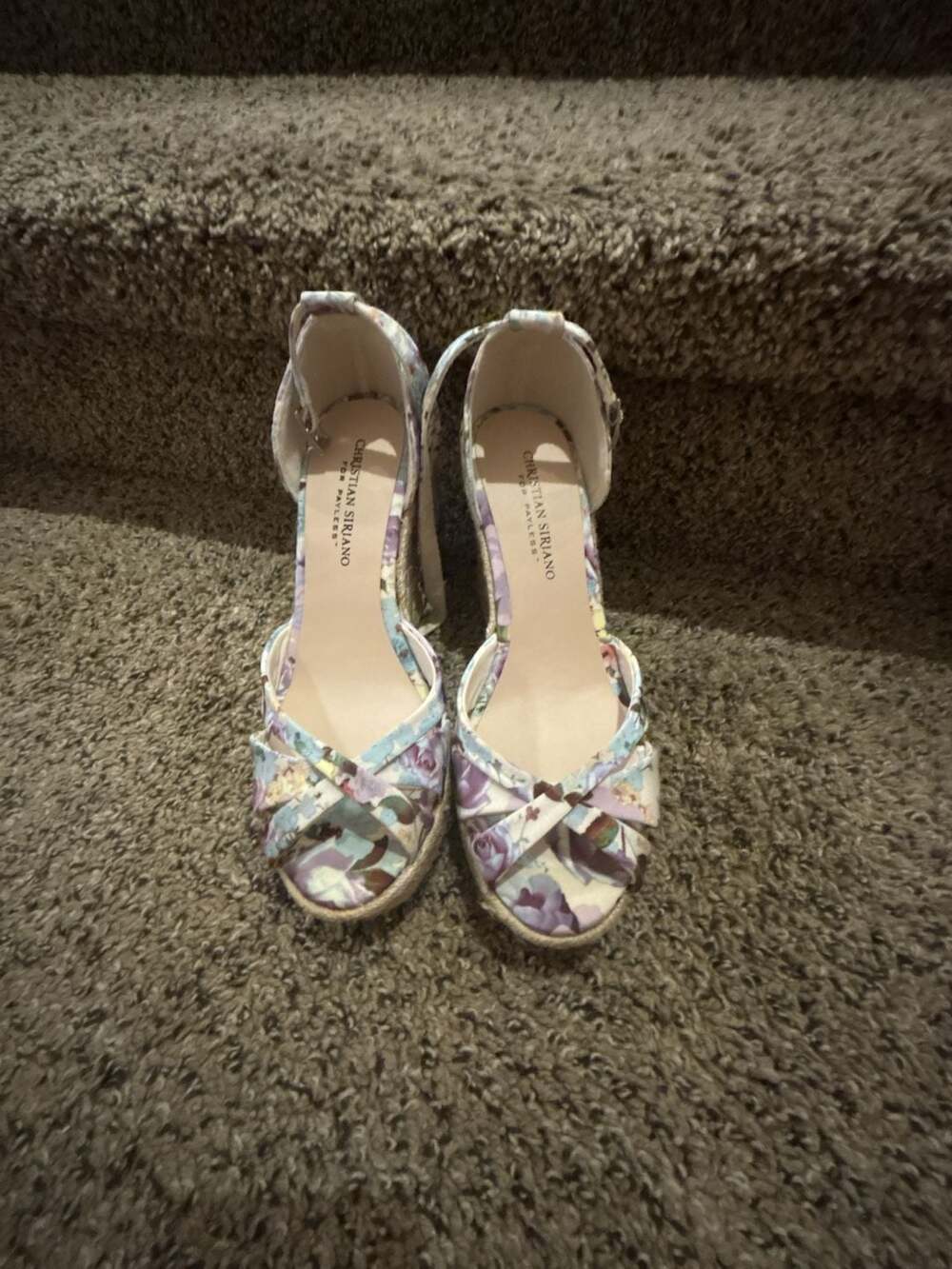 Christian Siriano Floral Wedge Sandals Size 8